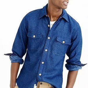 MiJ Indigo Dyed Flannel Overshirt Shuttle Notes Mastercloth